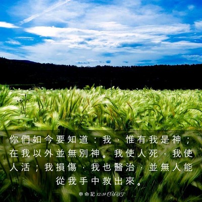 Picture 03 - 申 命 記 32:39 CUVT - 你 們 如 今 要 知 道 ： 我 ， 惟 有 - Bible Verse Picture