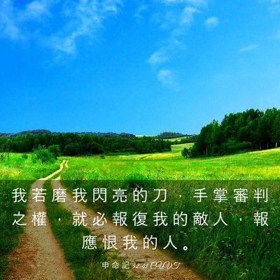 Picture 03 - 申 命 記 32:41 CUVT - 我 若 磨 我 閃 亮 的 刀 ， 手 掌 審 - Bible Verse Picture