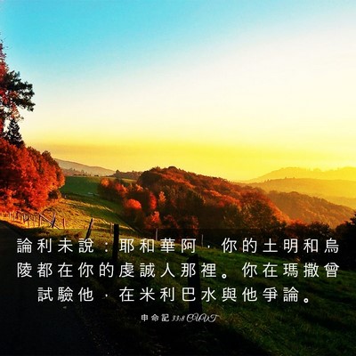Picture 03 - 申 命 記 33:8 CUVT - 論 利 未 說 ： 耶 和 華 阿 ， 你 的 - Bible Verse Picture