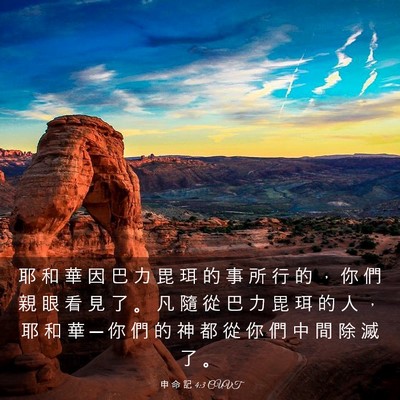 Picture 03 - 申 命 記 4:3 CUVT - 耶 和 華 因 巴 力 毘 珥 的 事 所 行 - Bible Verse Picture
