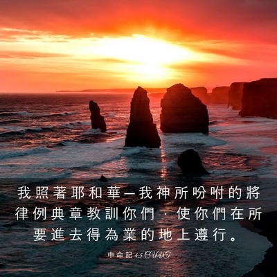 Picture 03 - 申 命 記 4:5 CUVT - 我 照 著 耶 和 華 ─ 我 神 所 吩 咐 - Bible Verse Picture