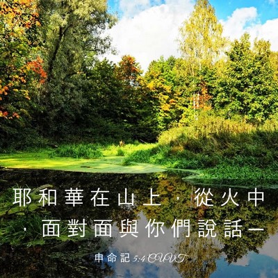 Picture 03 - 申 命 記 5:4 CUVT - 耶 和 華 在 山 上 ， 從 火 中 ， 面 - Bible Verse Picture