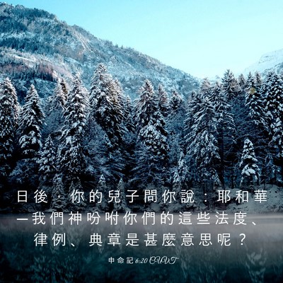 Picture 03 - 申 命 記 6:20 CUVT - 日 後 ， 你 的 兒 子 問 你 說 ： 耶 - Bible Verse Picture