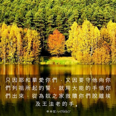 Picture 03 - 申 命 記 7:8 CUVT - 只 因 耶 和 華 愛 你 們 ， 又 因 要 - Bible Verse Picture