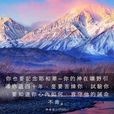Picture 03 - 申 命 記 8:2 CUVT - 你 也 要 記 念 耶 和 華 ─ 你 的 神 - Bible Verse Picture