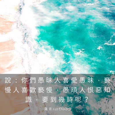 Picture 03 - 箴 言 1:22 CUVT - 說 ： 你 們 愚 昧 人 喜 愛 愚 昧 ， - Bible Verse Picture