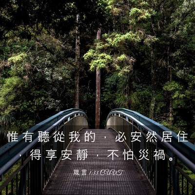 Picture 03 - 箴 言 1:33 CUVT - 惟 有 聽 從 我 的 ， 必 安 然 居 住 - Bible Verse Picture