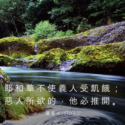 Picture 03 - 箴 言 10:3 CUVT - 耶 和 華 不 使 義 人 受 飢 餓 ； 惡 - Bible Verse Picture