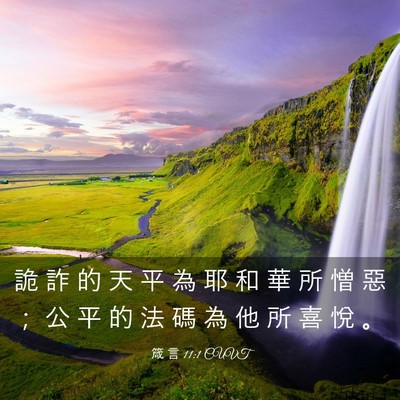 Picture 03 - 箴 言 11:1 CUVT - 詭 詐 的 天 平 為 耶 和 華 所 憎 惡 - Bible Verse Picture