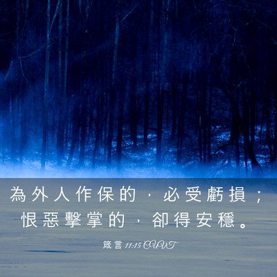 Picture 03 - 箴 言 11:15 CUVT - 為 外 人 作 保 的 ， 必 受 虧 損 ； - Bible Verse Picture