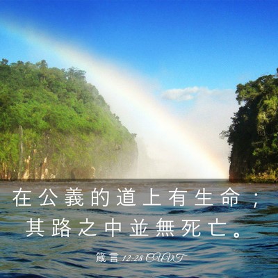 Picture 03 - 箴 言 12:28 CUVT - 在 公 義 的 道 上 有 生 命 ； 其 路 - Bible Verse Picture