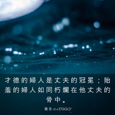 Picture 03 - 箴 言 12:4 CUVT - 才 德 的 婦 人 是 丈 夫 的 冠 冕 ； - Bible Verse Picture