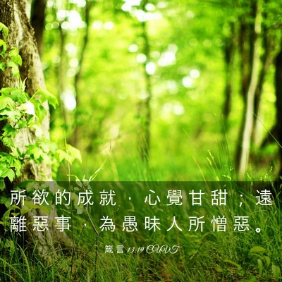 Picture 03 - 箴 言 13:19 CUVT - 所 欲 的 成 就 ， 心 覺 甘 甜 ； 遠 - Bible Verse Picture