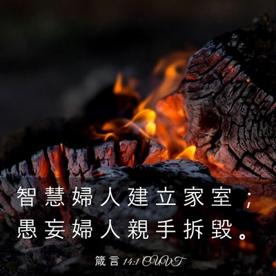 Picture 03 - 箴 言 14:1 CUVT - 智 慧 婦 人 建 立 家 室 ； 愚 妄 婦 - Bible Verse Picture