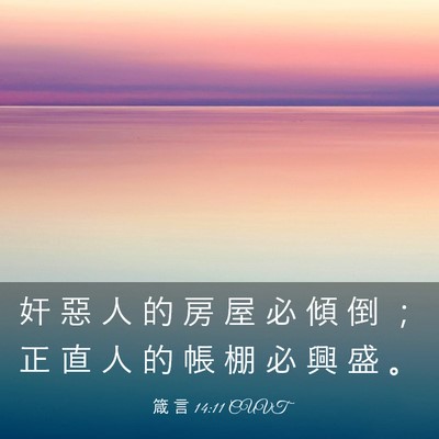 Picture 03 - 箴 言 14:11 CUVT - 奸 惡 人 的 房 屋 必 傾 倒 ； 正 直 - Bible Verse Picture