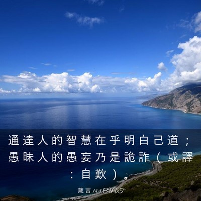 Picture 03 - 箴 言 14:8 CUVT - 通 達 人 的 智 慧 在 乎 明 白 己 道 - Bible Verse Picture