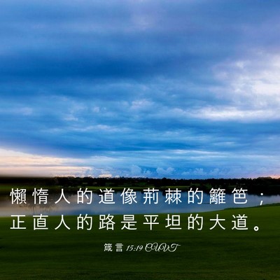 Picture 03 - 箴 言 15:19 CUVT - 懶 惰 人 的 道 像 荊 棘 的 籬 笆 ； - Bible Verse Picture
