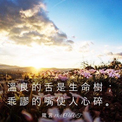 Picture 03 - 箴 言 15:4 CUVT - 溫 良 的 舌 是 生 命 樹 ； 乖 謬 的 - Bible Verse Picture