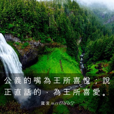 Picture 03 - 箴 言 16:13 CUVT - 公 義 的 嘴 為 王 所 喜 悅 ； 說 正 - Bible Verse Picture