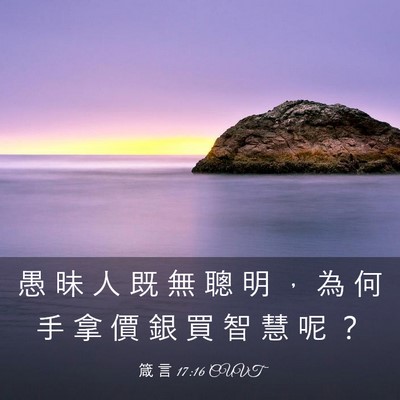 Picture 03 - 箴 言 17:16 CUVT - 愚 昧 人 既 無 聰 明 ， 為 何 手 拿 - Bible Verse Picture
