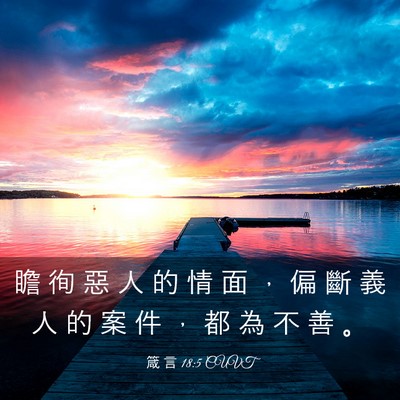 Picture 03 - 箴 言 18:5 CUVT - 瞻 徇 惡 人 的 情 面 ， 偏 斷 義 人 - Bible Verse Picture