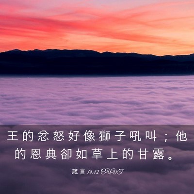 Picture 03 - 箴 言 19:12 CUVT - 王 的 忿 怒 好 像 獅 子 吼 叫 ； 他 - Bible Verse Picture