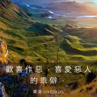 Picture 03 - 箴 言 2:14 CUVT - 歡 喜 作 惡 ， 喜 愛 惡 人 的 乖 僻 - Bible Verse Picture