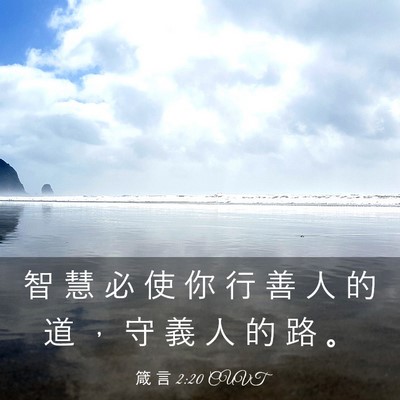 Picture 03 - 箴 言 2:20 CUVT - 智 慧 必 使 你 行 善 人 的 道 ， 守 - Bible Verse Picture