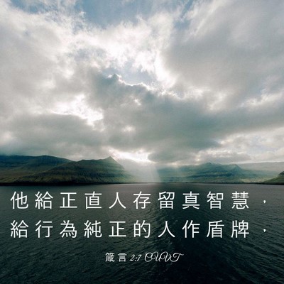 Picture 03 - 箴 言 2:7 CUVT - 他 給 正 直 人 存 留 真 智 慧 ， 給 - Bible Verse Picture