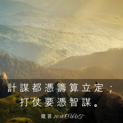 Picture 03 - 箴 言 20:18 CUVT - 計 謀 都 憑 籌 算 立 定 ； 打 仗 要 - Bible Verse Picture