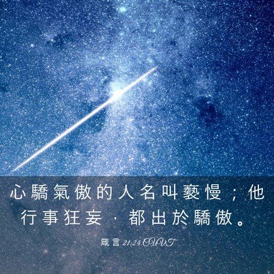 Picture 03 - 箴 言 21:24 CUVT - 心 驕 氣 傲 的 人 名 叫 褻 慢 ； 他 - Bible Verse Picture