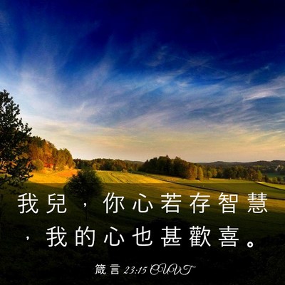 Picture 03 - 箴 言 23:15 CUVT - 我 兒 ， 你 心 若 存 智 慧 ， 我 的 - Bible Verse Picture