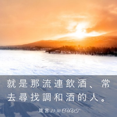 Picture 03 - 箴 言 23:30 CUVT - 就 是 那 流 連 飲 酒 、 常 去 尋 找 - Bible Verse Picture
