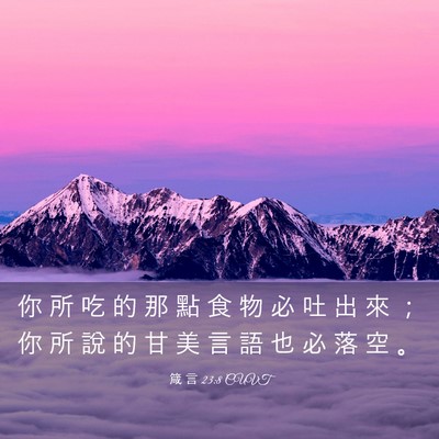 Picture 03 - 箴 言 23:8 CUVT - 你 所 吃 的 那 點 食 物 必 吐 出 來 - Bible Verse Picture