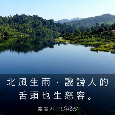 Picture 03 - 箴 言 25:23 CUVT - 北 風 生 雨 ， 讒 謗 人 的 舌 頭 也 - Bible Verse Picture