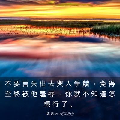 Picture 03 - 箴 言 25:8 CUVT - 不 要 冒 失 出 去 與 人 爭 競 ， 免 - Bible Verse Picture
