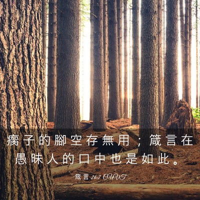 Picture 03 - 箴 言 26:7 CUVT - 瘸 子 的 腳 空 存 無 用 ； 箴 言 在 - Bible Verse Picture