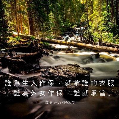 Picture 03 - 箴 言 27:13 CUVT - 誰 為 生 人 作 保 ， 就 拿 誰 的 衣 - Bible Verse Picture