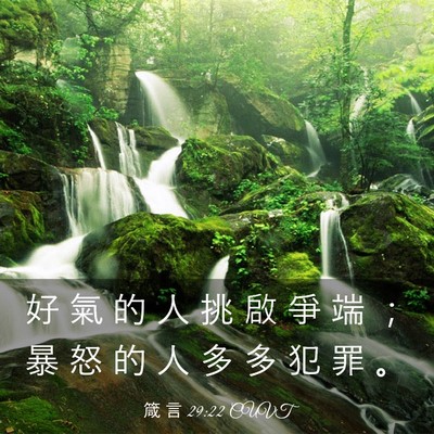 Picture 03 - 箴 言 29:22 CUVT - 好 氣 的 人 挑 啟 爭 端 ； 暴 怒 的 - Bible Verse Picture