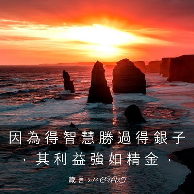 Picture 03 - 箴 言 3:14 CUVT - 因 為 得 智 慧 勝 過 得 銀 子 ， 其 - Bible Verse Picture
