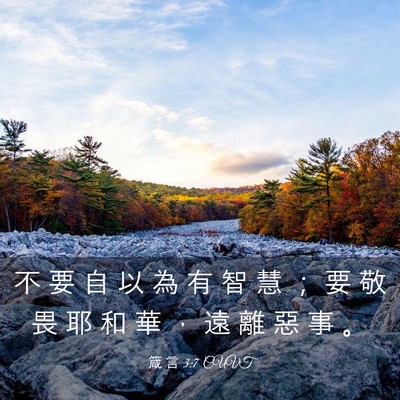 Picture 03 - 箴 言 3:7 CUVT - 不 要 自 以 為 有 智 慧 ； 要 敬 畏 - Bible Verse Picture