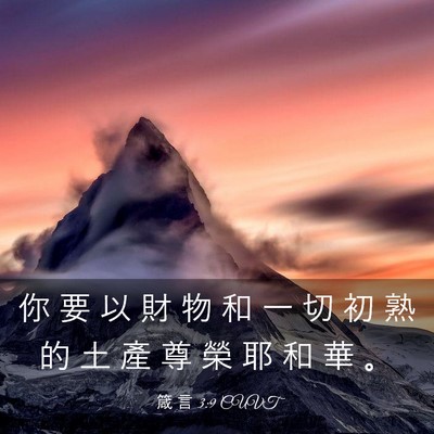 Picture 03 - 箴 言 3:9 CUVT - 你 要 以 財 物 和 一 切 初 熟 的 土 - Bible Verse Picture