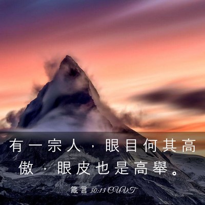 Picture 03 - 箴 言 30:13 CUVT - 有 一 宗 人 ， 眼 目 何 其 高 傲 ， - Bible Verse Picture
