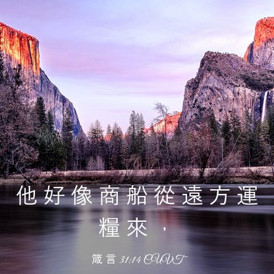 Picture 03 - 箴 言 31:14 CUVT - 他 好 像 商 船 從 遠 方 運 糧 來 - Bible Verse Picture