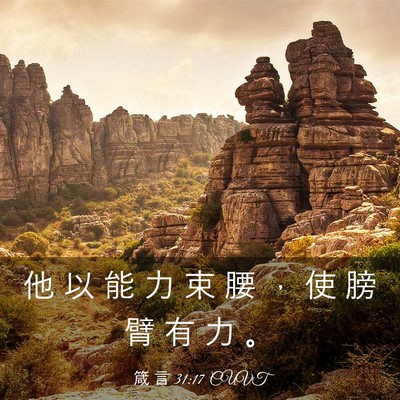 Picture 03 - 箴 言 31:17 CUVT - 他 以 能 力 束 腰 ， 使 膀 臂 有 力 - Bible Verse Picture