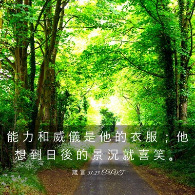 Picture 03 - 箴 言 31:25 CUVT - 能 力 和 威 儀 是 他 的 衣 服 ； 他 - Bible Verse Picture