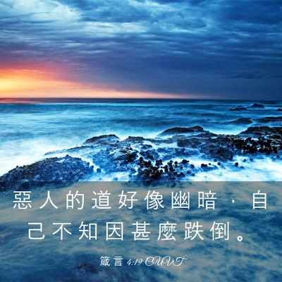 Picture 03 - 箴 言 4:19 CUVT - 惡 人 的 道 好 像 幽 暗 ， 自 己 不 - Bible Verse Picture