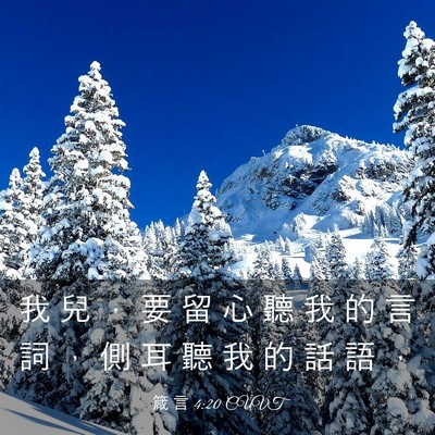 Picture 03 - 箴 言 4:20 CUVT - 我 兒 ， 要 留 心 聽 我 的 言 詞 ， - Bible Verse Picture