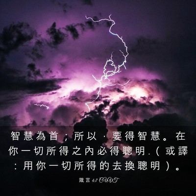 Picture 03 - 箴 言 4:7 CUVT - 智 慧 為 首 ； 所 以 ， 要 得 智 慧 - Bible Verse Picture