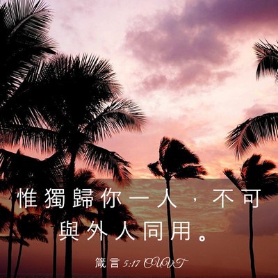 Picture 03 - 箴 言 5:17 CUVT - 惟 獨 歸 你 一 人 ， 不 可 與 外 人 - Bible Verse Picture